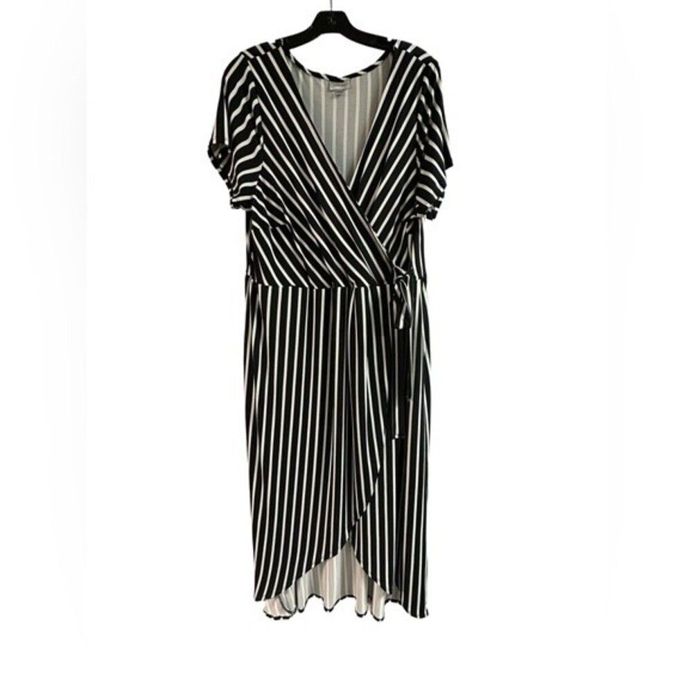 Avenue Faux Wrap Stripe Hi Low Dress Size 18/20